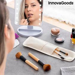 InnovaGoods Set of Wooden Make-up Brushes with Carry Case Miset 5 Pieces