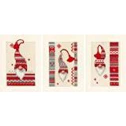 Vervaco Counted Cross Stitch Kit: Cards: Christmas Elf: Set of 3, COTTON, NA, 10.5 x 15cm