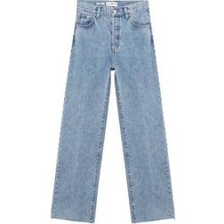 Mango Wide Leg High Waist Jeans - Mid Blue