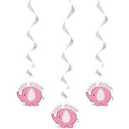 Babyshower dekoration med 3 stk. spiral rosa