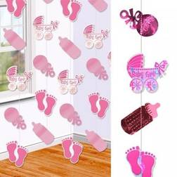 Amscan 679654 Baby Shower String Decorations-6pcs, Pink, 27.94 x 20.06 x 2.3 cm