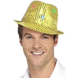 Smiffys Light Up Sequin Trilby Hat Gold