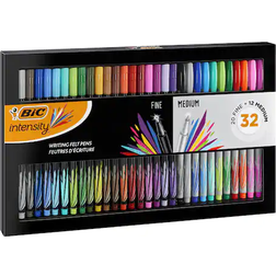 Bic Intensity Writing Felt Pens With Fine And Medium Writing Felt Pens In Assorted Colours, Pack Of 32