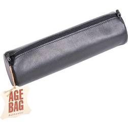 Clairefontaine 'Age Bag' 21 x 6 cm Round Leather Pencil Case Black