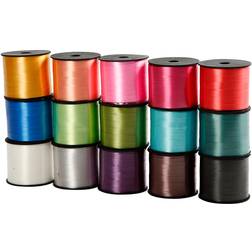 Curling Ribbon, W: 10 mm, glossy, assorted colours, 15x50 m/ 1 pack