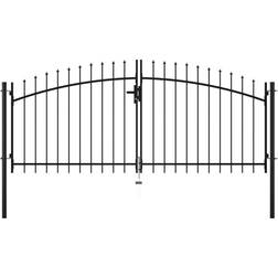 vidaXL Double Door Fence Gate with Spear Top 300x150cm