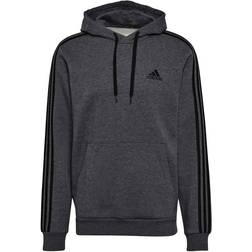 Adidas Essentials Fleece 3-Stripes Hoodie - Dark Grey Heather/Black