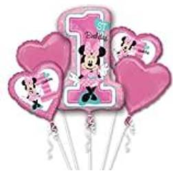 Amscan Anagram 3437901 Disney Minnie Mouse 1st Birthday Foil Balloon Bouquet 5 Pieces
