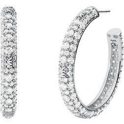 Michael Kors Brilliance Hoop Earrings - Silver/Transparent