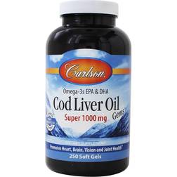 Carlson Cod Liver Oil Gems Super 1000 mg 250 Softgels