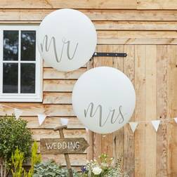 Ginger Ray Giant Mrs Wedding Balloons 36 Inch Twin Pack Rustic Country, White