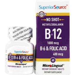 Superior Source No Shot Methylcobalamin B12 B6 & Folic 60 Tablets