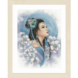 Lanarte Counted Cross Stitch Kit: Asian Lady in Blue (Evenweave) Cotton, NA, 30 x 41cm