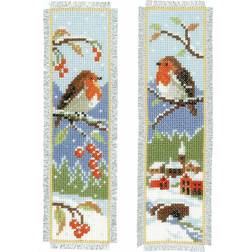 Vervaco Counted Cross Stitch: Bookmark: Robins: Set of 2, COTTON, NA, 6 x 20cm