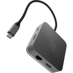 Green Cell USB C-HDMI/USB C/3xUSB A/RJ45 M-F Adapter