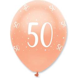 Creative Party RB351 50th Latex Balloons I Rose Gold I Pearlescent I 6 Pcs