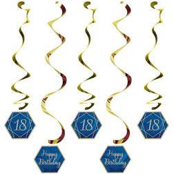 Creative Party J015 Blue and Gold 18" Hanging Swirls-5 Pcs