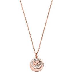 Michael Kors Premium Double Circle Logo Necklace - Rose Gold/Transparent