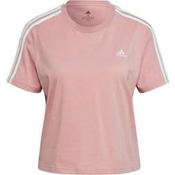 Adidas Essentials Loose 3-Stripes Crop Top - Wonder Mauve/White