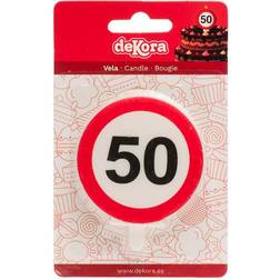 Dekora Birthday Candles for Cakes with Forbidden Sign Number 50