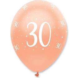 Creative Party RB349 30th Latex Balloons I Rose Gold I Pearlescent I 6 Pcs