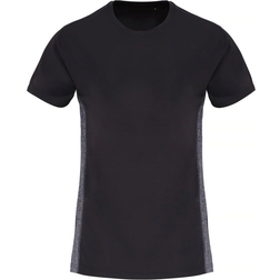 Tridri Contrast Panel Performance T-shirt Women - Black/Black Melange