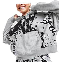 Nike Jordan All Over Printed Fleece Hoodie Women's - Base Grey/Black