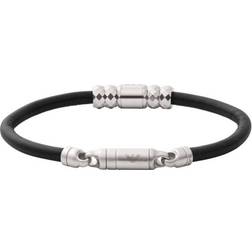 Emporio Armani Beaded Leather Bracelet - Silver/Black