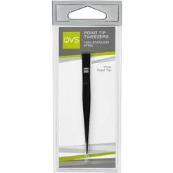 Qvs Tweezers for Plucking Fine tip Stainless steel Black