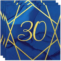 Paper Art PC041DI Blue and Gold 30" Lunch Napkins-16 Pcs