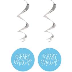 Unique Party 73389 Blue Baby Shower Hanging Swirl Decorations 3 Pcs