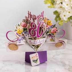 ‘80th Birthday’ Flowers 3D Pop Up Card