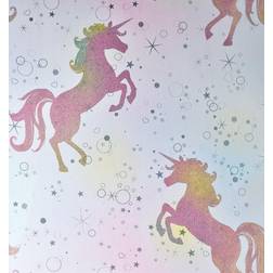 Crown Coloroll Coloroll Be Dazzled Dancing Unicorn Rainbow Glitter Wallpaper