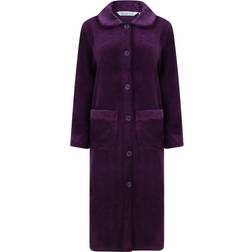 Slenderella 46" Mini Waffle Button Through Housecoat Dressing Gown - Plum