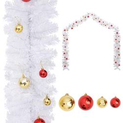 vidaXL Christmas Garland Decorated with Baubles White 10 m White