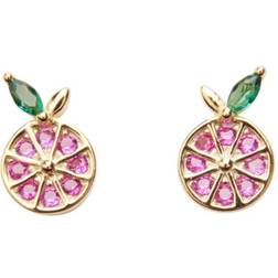 Pico Grapefruit Crystal Studs - Gold/Pink/Green