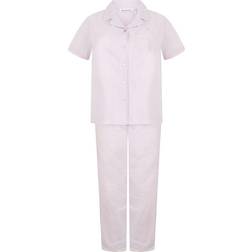 Slenderella Dobby Dot Short Sleeve Tailored Pyjama - Lilac