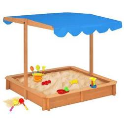 vidaXL Sandbox with Adjustable Roof Firwood