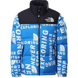 The North Face Youth 1996 Printed Retro Nuptse Jacket - Hero Blue/Tagline Toss Print (NF0A5IYC2B41)