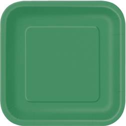 Unique Party 31871 9" Square Dinner Plates Emerald Green Color Theme 14ct, Pack of 14