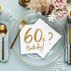PartyDeco 60th Birthday Servetter Guld