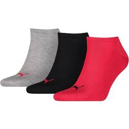 Puma Unisex Adult Invisible Socks 3-pack - Black/Red/Grey