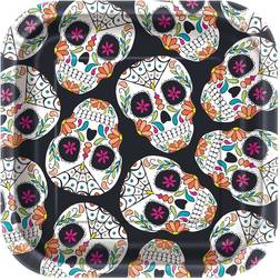 Unique Party Disposable Plates Skull Day of the Dead Halloween 10pcs