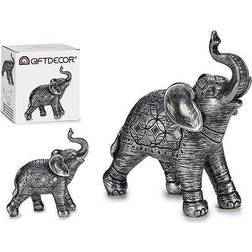 BigBuy Home Elefant Silver Harts Silver (6 x 15 x 14 cm)