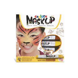 CARIOCA Mask Up Animals, Face Painting Kit for Boys and Girls, Make-up Sticks Ideal for Christmas, Halloween, Carnival and Parties 3 Colours and 2 Tutorials Dermatologically Tested