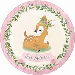 Creative Converting PC350478 Deer Little One Dinner Plates I Pink I Paper I 8 Pcs