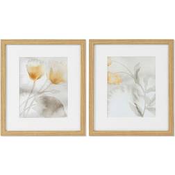 Dkd Home Decor Painting Drawed Leaf Sheets (2 pcs) (33 x 3 x 38 cm) Framed Art