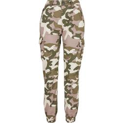 Urban Classics Ladies High Waist Camo Cargo Pants - Duskrose Camo