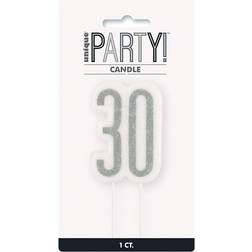 Unique Party 83867 Black Glittery 30th Birthday Pick Candle 1 Pc, Age 30