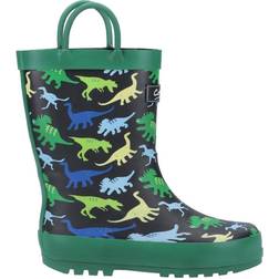 Cotswold Childrens/Kids Sprinkle Wellington Boots - Green/Black/Sky Blue